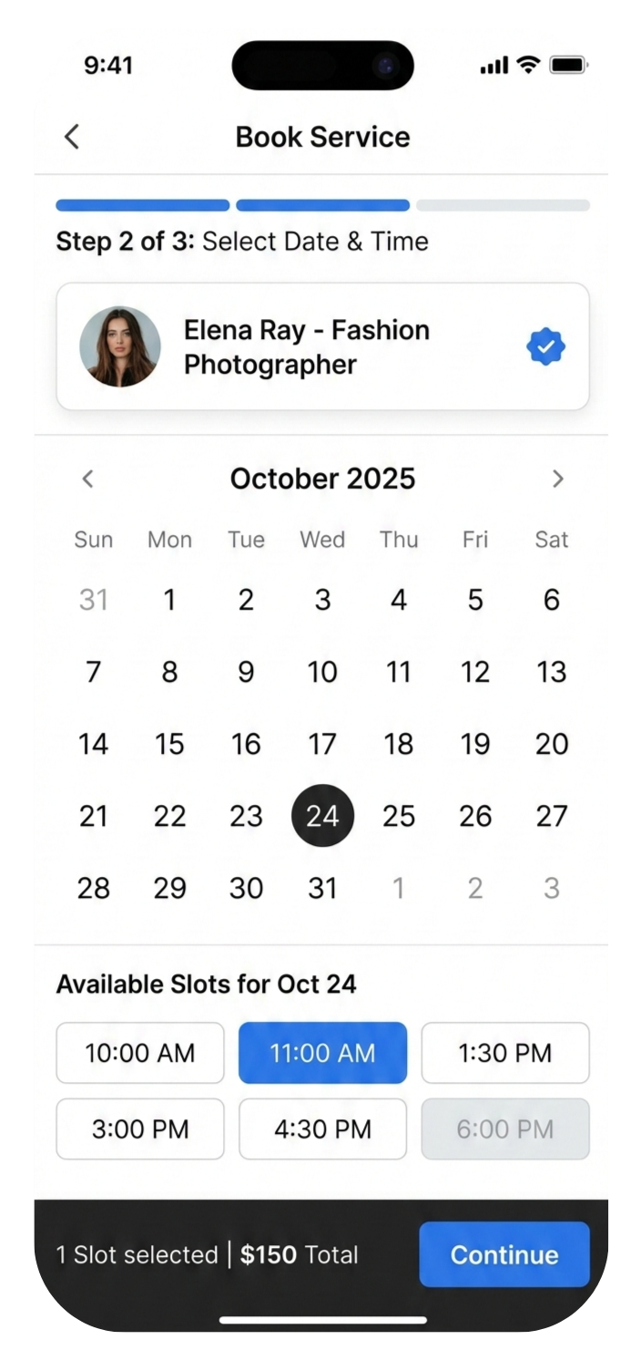 ArtBookd booking calendar preview